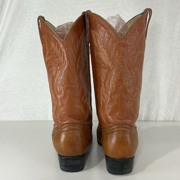 Vintage JE-VER COWBOY Boots Brown Ostrich Leather Men’s Size 10.5 Western Mexico - Picture 5 of 11